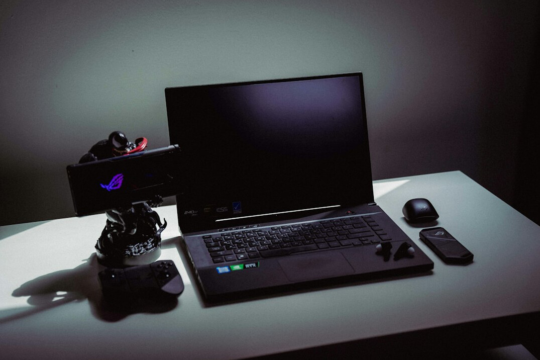 Streaming production setup with camera and laptop