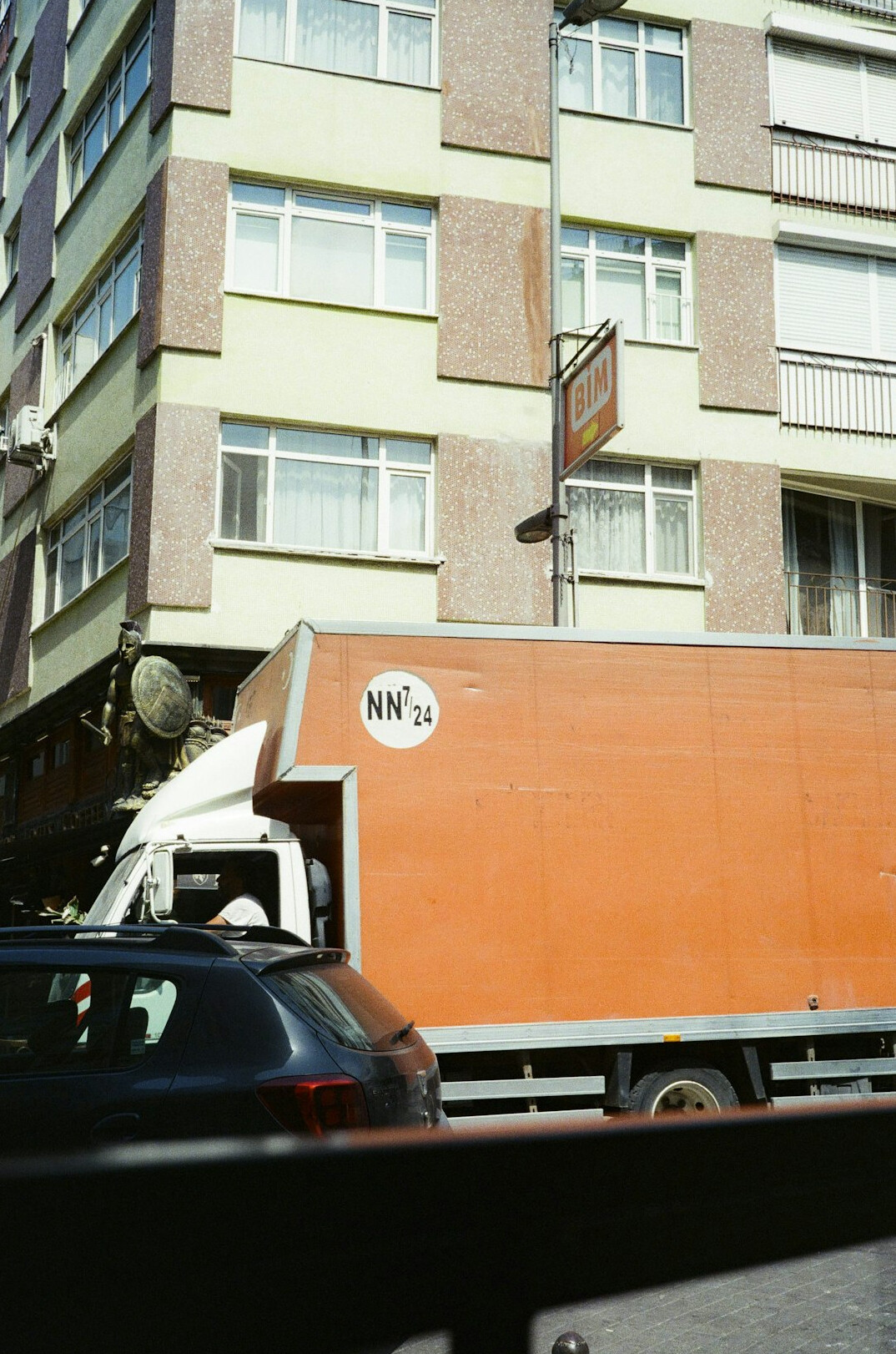 Outside broadcast truck with satellite dish